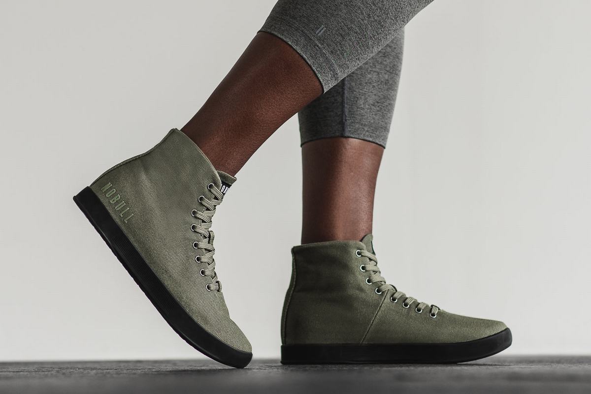 Nobull High-Top Canvas Women's Trainers Dark Green Black | Australia (GW4916)